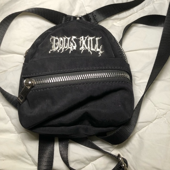 Dolls Kill Mini Backpack Black Nylon 6"H X 4"W Small Mini Back Pack - Picture 6 of 6